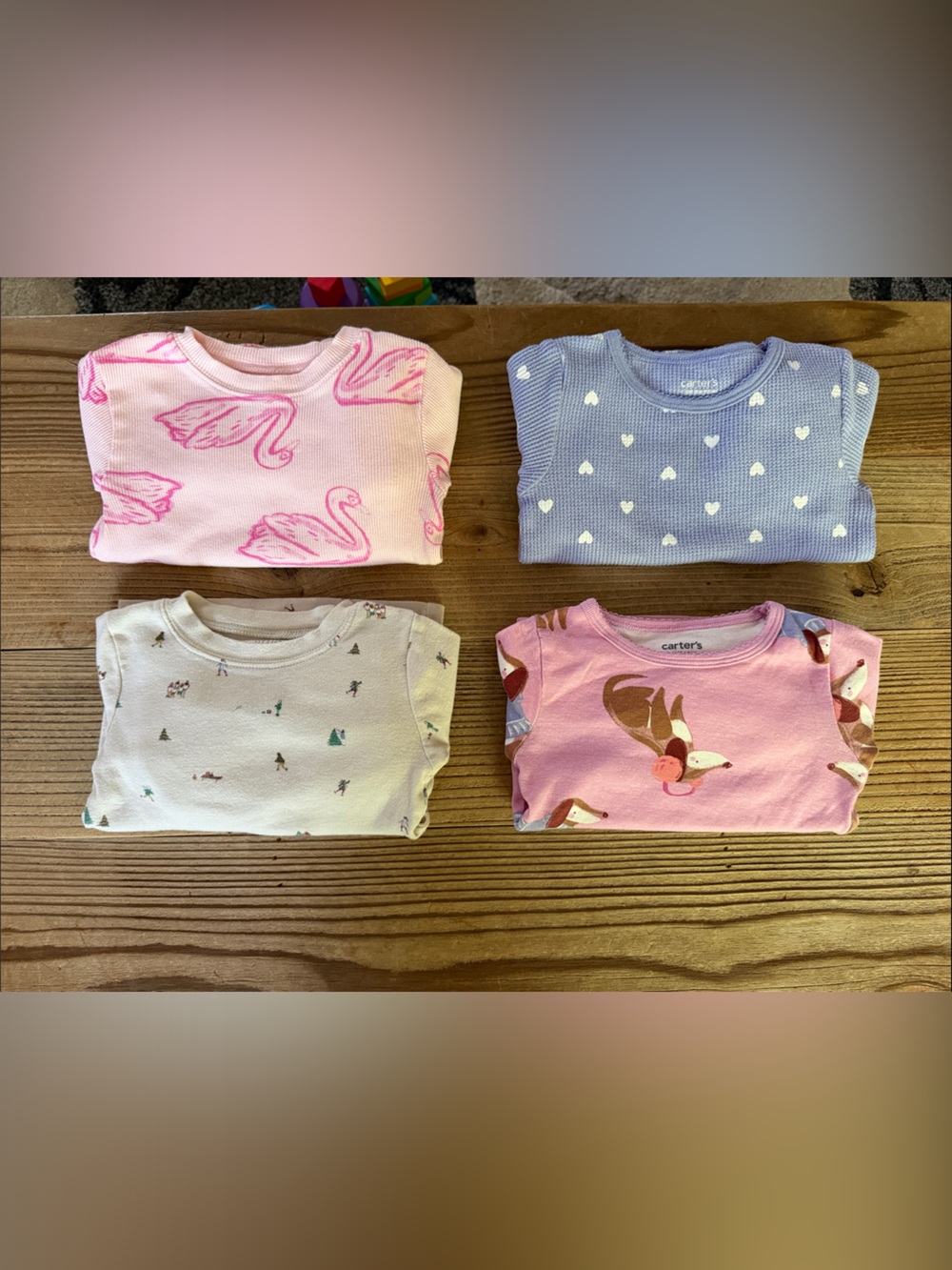 Carter's Pink and Purple Girls Pajama Tops - 4 Pack